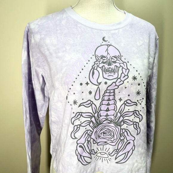 NWT Santa Cruz Scorpio Purple Tie Dye Long Sleeve Crop Top T Shirt Small - Picture 3 of 10